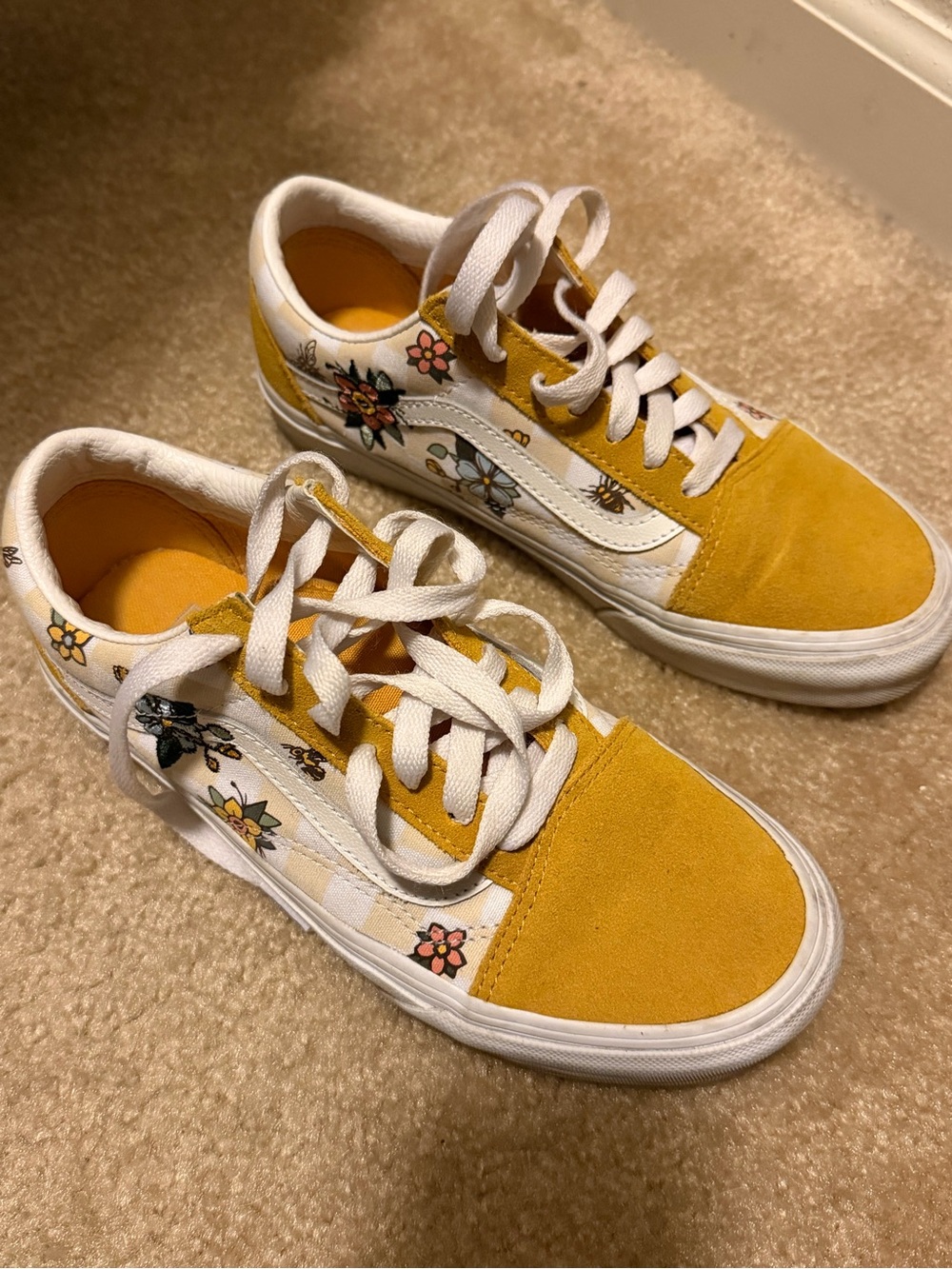 Vans Yellow and White Low-Top Sneakers